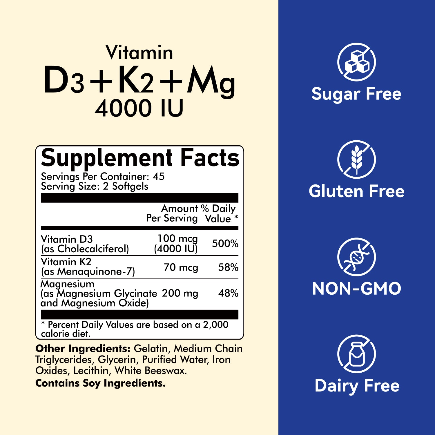 Vitamin D3 (4000 IU) & K2 & Mg Softgel